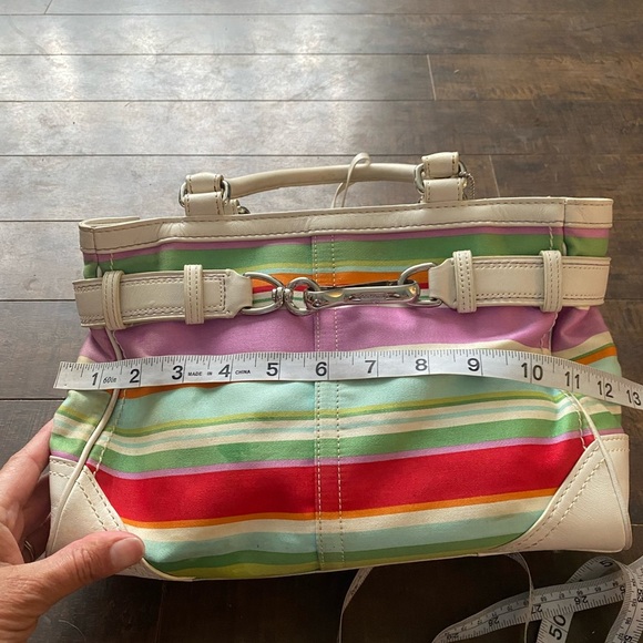Coach Hampton Multi Colour Canvas striped Satchel - Picture 8 of 15